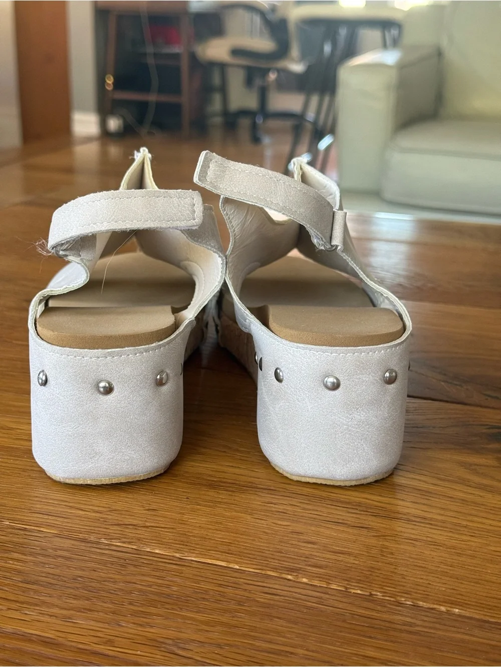 Women's Cork Wedge Sandal - Light Beige Open-Toe Slingback